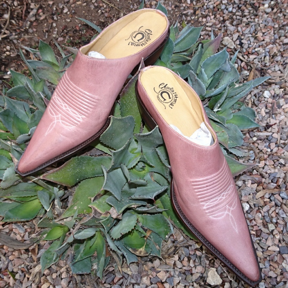 *Mint* LUCCHESE Charlie1Horse rose leather slides